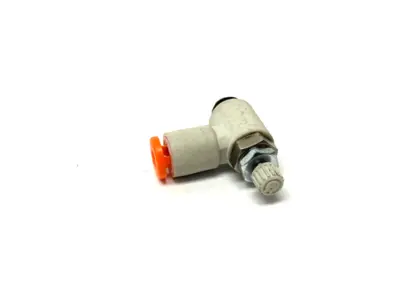USED SMC ONE-TOUCH FLOW CONTROL FITTING 1/8" OD TUBE M3 X 0.5 THREAD