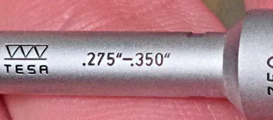 Tesa Internal Micrometer .275-.350 Bore Gage, .0001" Graduation Mechanical Bore