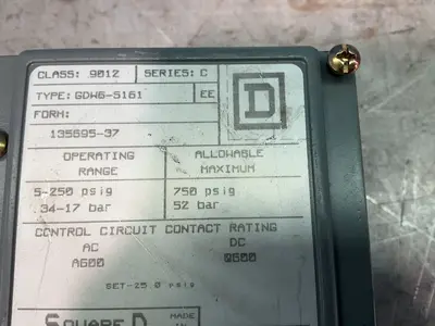 Used SQUARE D GDW55161 Pressure Switches Ohio US | HGR 24 #1358547