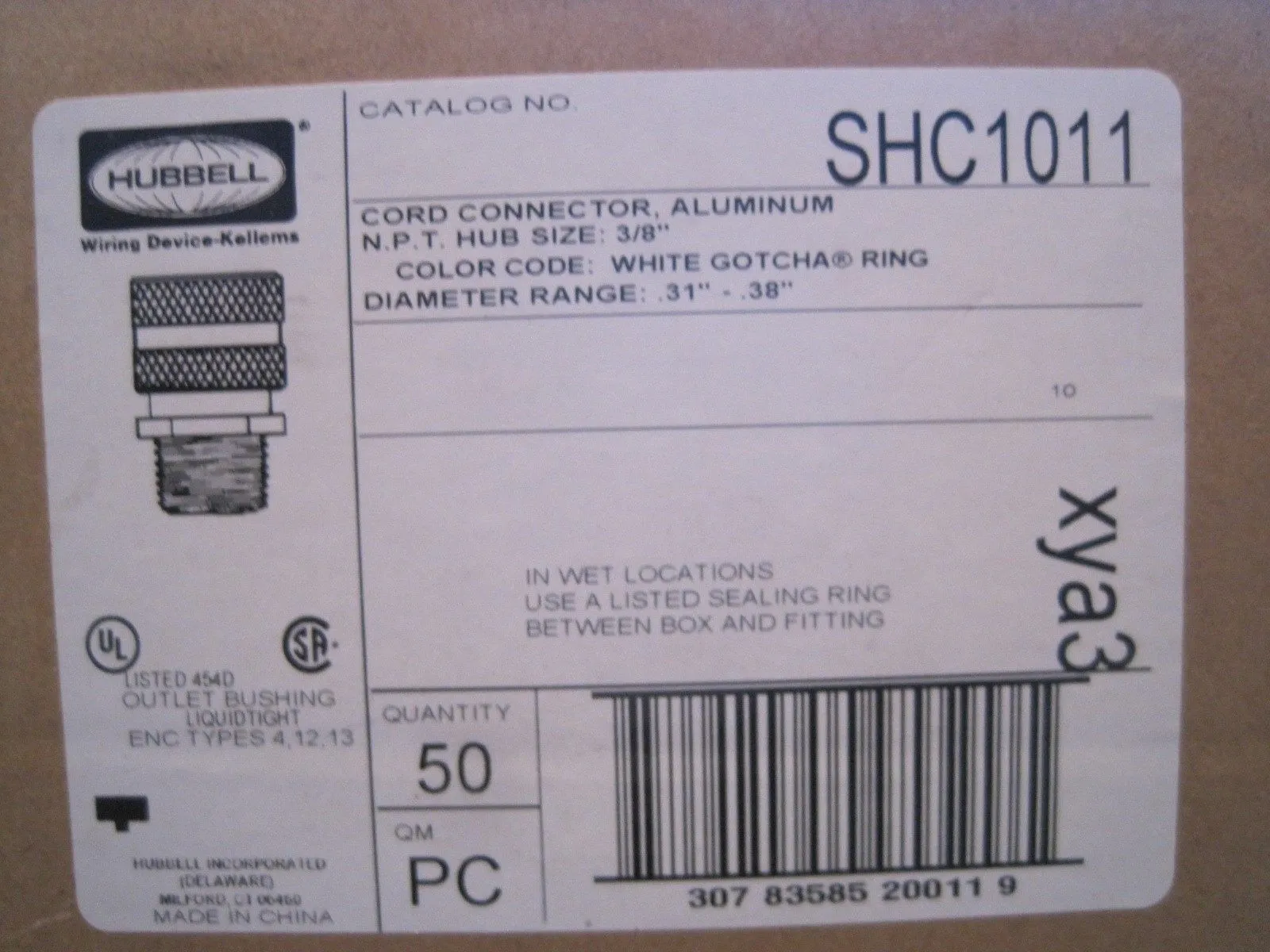 50 NEW HUBBELL SHC1011 CORD CONNECTOR
