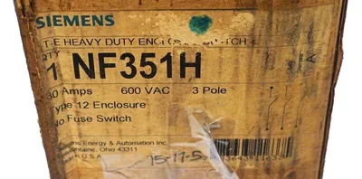 NEW SIEMENS NF351H SAFETY SWITCH ENCLOSURE 30AMP 3POLE 600VAC