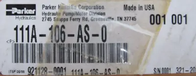 NEW PARKER 111A-106-AS-0 HYDRAULIC MOTOR 111A106AS0