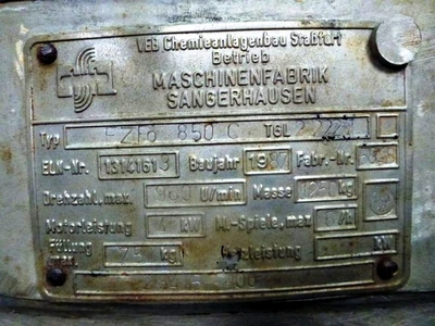 Sangerhausen FZPO 850C perforate basket centrifuge, 316SS.