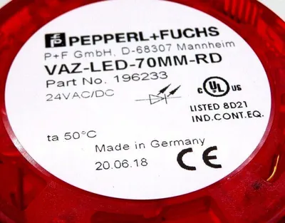 NEW PEPPERL & FUCHS VAZ-LED-70MM-RD STACK LIGHT 196233 VAZLED70MMRD
