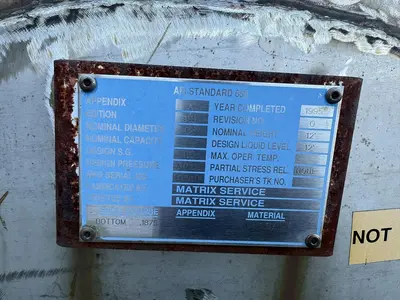10,000 GALLON MATRIX SERVICE  12' DIA. 12' HIGH 316L S/S TANK