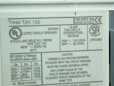 Used ABB TMAXT2H100 Circuit Breakers Ohio US | HGR 24 #981307