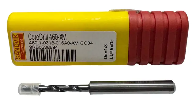 Sandvik 3.18mm Solid Carbide Drill 5xD TiAlN Coated 140° Point