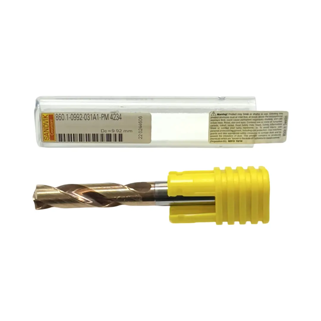 Sandvik 9.92mm Solid Carbide Drill 2 Flute Coolant Thru PVD TiAlN 147 Deg