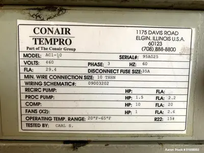 Used CONAIR AC1-10 Chillers Illinois US | Aaron Equipment #84695