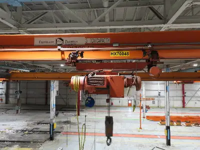 Cleveland Tramrail P&H 3 Ton Single Girder Underhung Bridge Crane 45' 10" Span