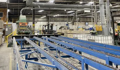 COMBINATION POWER BELT CONVEYORS & CHAIN-DECKS MATERIAL-HANDLING SYSTEM