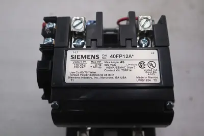 SIEMENS 40FP12AA CONTACTOR SZ2 1PH OPN 120/240V STOCK 4601