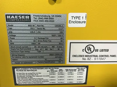 Used 2011 KAESER BSD 50 Rotary Screw & Sliding Vane Air Compressors Ohio US | HGR 24 #1704950