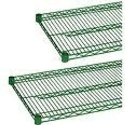 GREEN EPOXY COATED WIRE SHELVING AND POSTS  - Check out the many sizes