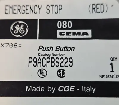GE P9ACPBS229 push button sticker lot of 4. Loc4B18