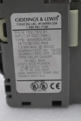 GIDDINGS & LEWIS M.1300.7372 R1 Input Module 24VDC SINK/SOURCE STOCK 650-D
