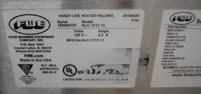 142-0057 FWE HLC-1717-11 Hot Food Pizza Warming Holding Cabinet