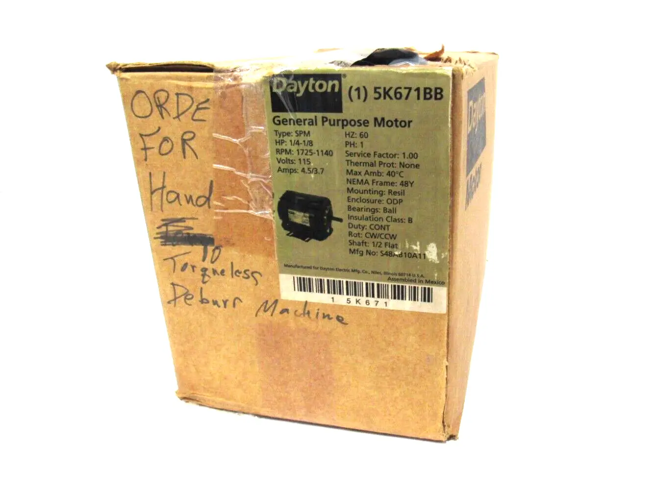 NEW DAYTON 5K671BB GENERAL PURPOSE MOTOR 1/4-1/8HP 115V 60HZ