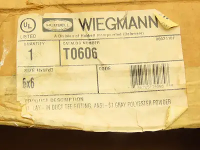 Wiegmann Hubbell T0606 N1 Tee Hinged Screw Cover Wireway 6X6 Carbon Steel Gray