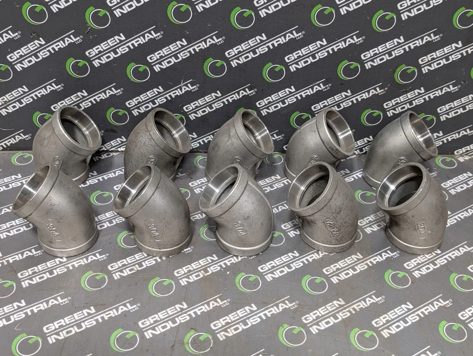 Lot of 10 SCI 45° Angle Elbow 304 Stainless Non-Threaded Fittings 1-1/2" New