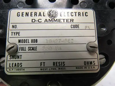 Yokogawa/GE Type 8DB DC Ammeter 40-0-20 Lower/Raise Scale 250-0-250uA Range