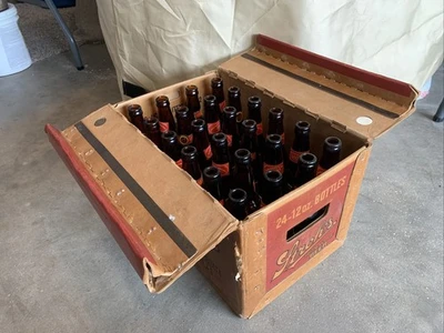 Strohs Bohemian Beer Plastic Coated Cardboard Case w/24 12oz Bottles Glass