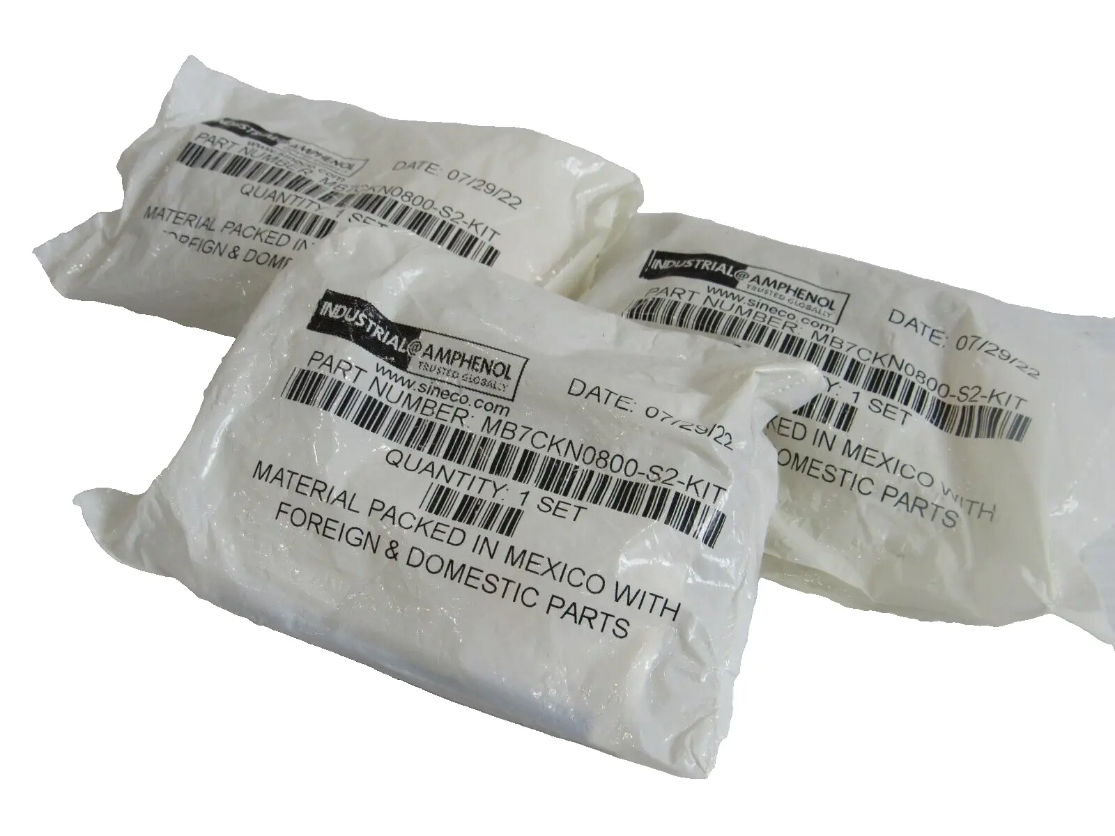 NEW AMPHENOL MB7CKN0800-S2-KIT PLUG CONNECTOR KIT LOT OF 3