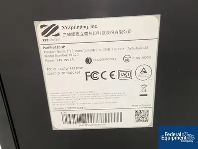 USED XYZprinting XYZprinting PartPro120 xP 3D Printer, Model 6LC20