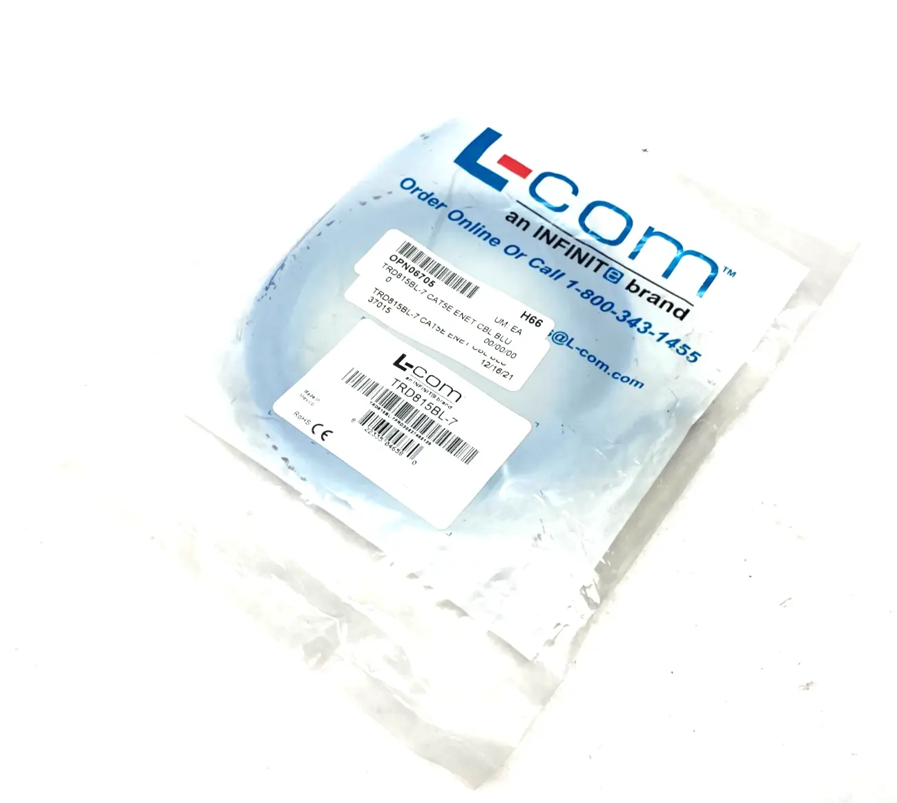 NEW L-COM ETHERNET PATCH CABLE CAT5E 7.0FT