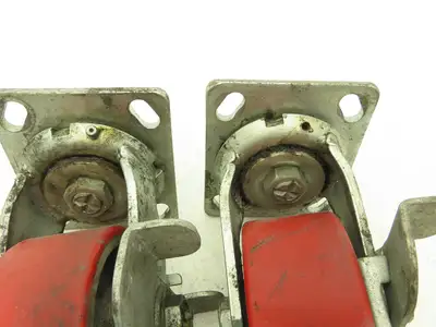 4" Caster Wheel Poly/Cast Locking Swivel Base 2" Wide 5-1/2" Height Lot of 2