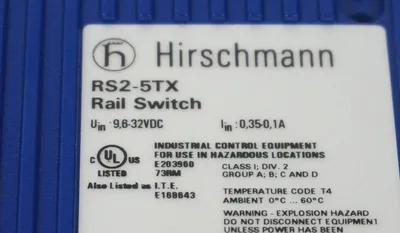 NEW HIRSCHMANN RS2-5TX ETHERNET SWITCH 5 PORT RS25TX