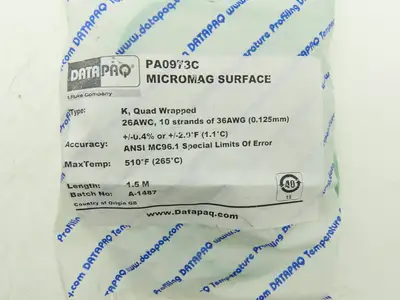 Datapaq PA0973C Data Logger Type K MicroMag Air Probe Thermocouple 510°F