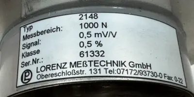 NEW LORENZ 2148 FORCE TENSION SENSOR 1000N 0.5mV/V