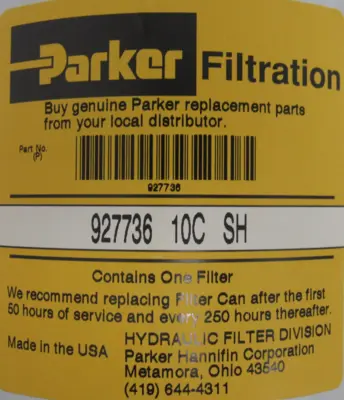 NEW PARKER 927736-10C-SH HYDRAULIC FILTER 92773610CSH