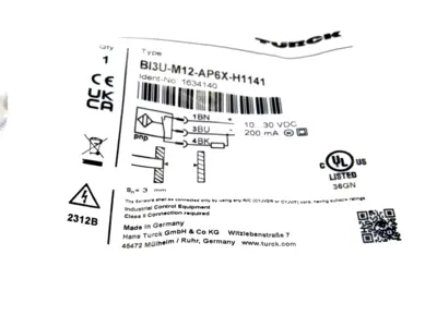 NEW TURCK BI3U-M12-AP6X-H1141 PROXIMITY SENSOR 1634140 BI3UM12AP6XH1141