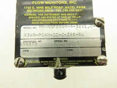 UFM Flow MM-NSF20GM-4-32V1.0-M3WR-PC4M-DC-C-Z86-8U Flow Monitor 1/2"NPT 20 GPM