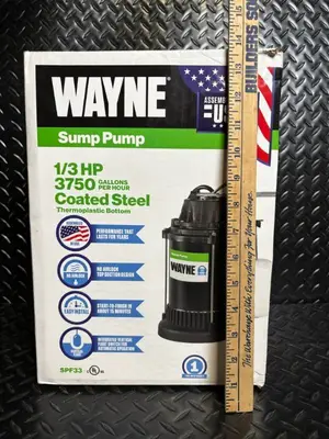 Wayne Sump Pump 1/3 HP 3750 GPH Coated Steel Thermoplastic Bottom