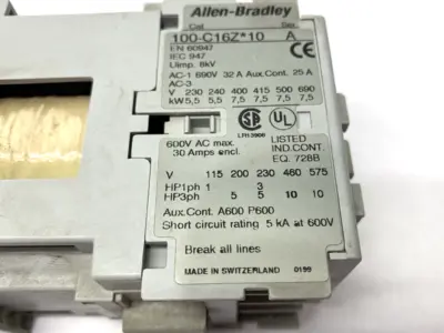 USED ALLEN-BRADLEY IEC CONTACTOR 3-POLE 16A