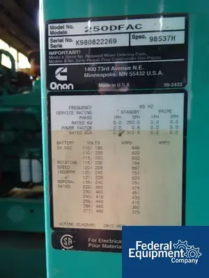 USED Cummins 250 kW Cummins Genset, Diesel