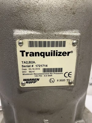 Warren Rupp TA2,B2A Tranquilizer Stainless Diaphragm Surge Suppressor 125PSI