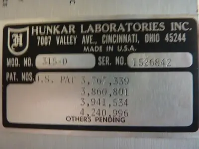 USED HUNKAR LABS 315-0