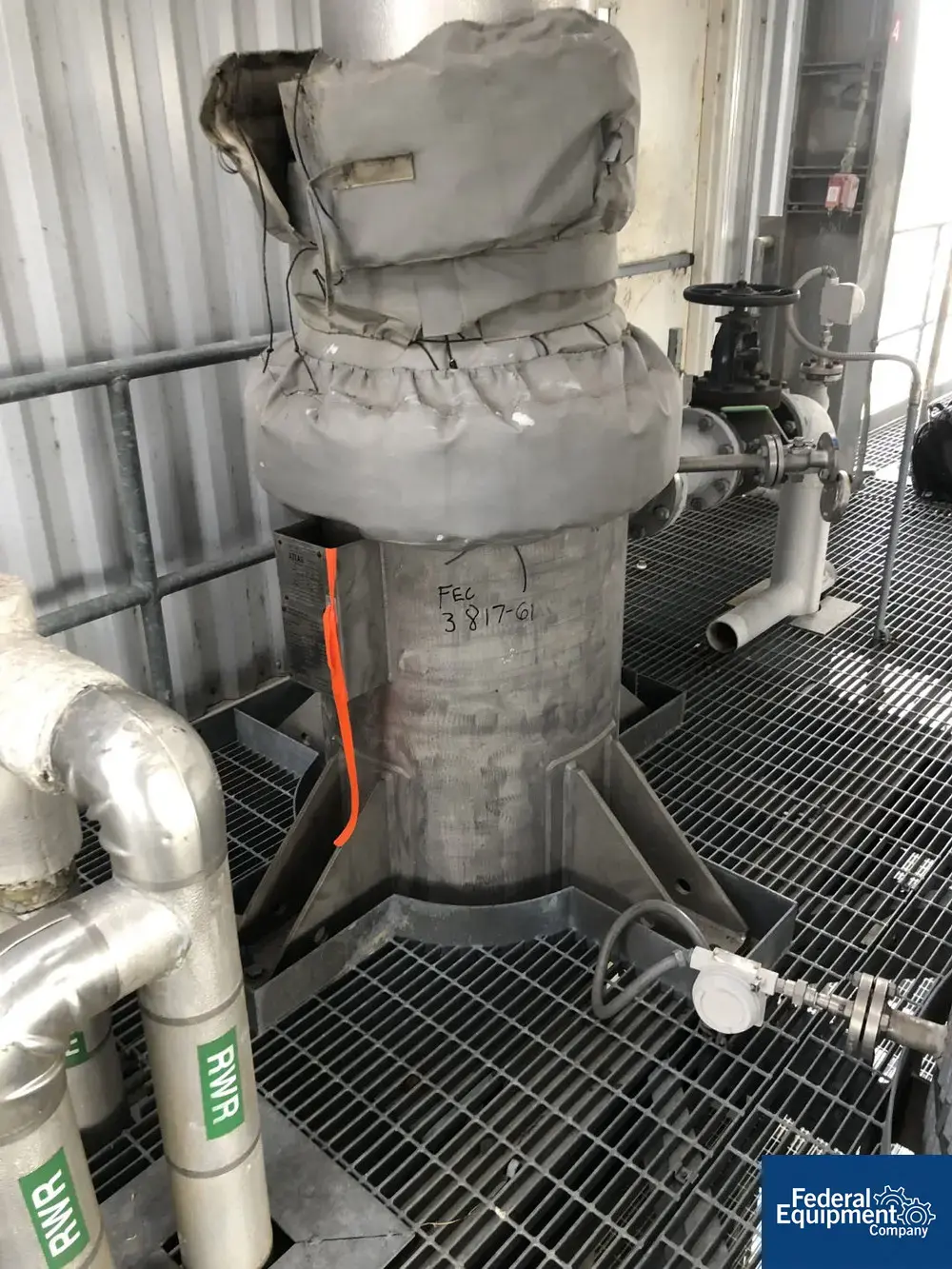 USED Atlas Industrial Manufacturing 2,122 Sq Ft Atlas Heat Exchanger, 316L S/S, 102/102#