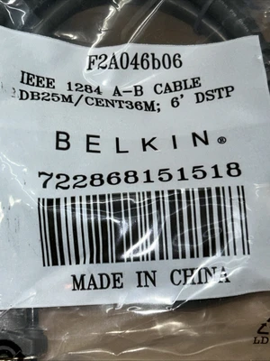 (3) BELKIN F2A046B06 PRINTER CABLE NEW IN SEALED BAG FAST SHIPPING! + WARRANTY
