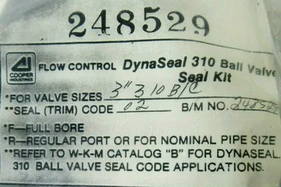 NEW FLOW CONTROL 248529 DYNASEAL 310 BALL VALVE REPAIR KIT 3"