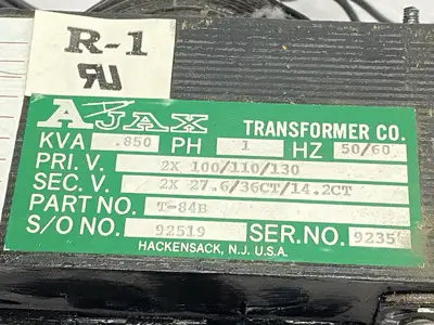 USED AJAX TRANSFORMER TRANSFORMER 100/110/130V PRIMARY 27.6/36CT/14.2CT SECOND