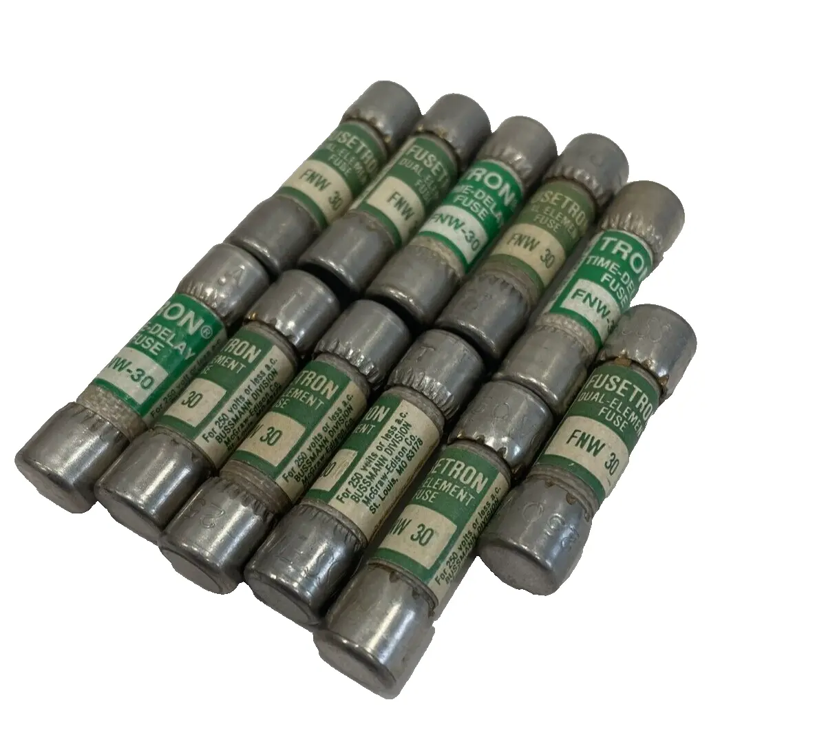 NEW BUSSMANN FUSETRON FNW-30 TIME DELAY FUSES FNW30 LOT OF 11