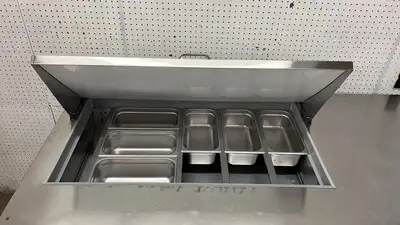 Used Continental Used 68" Continental Ref RA68N18M Refrigerated Sandwich Prep Table 115V - STS Food Prep Tables Illinois US | Falcon Restaurant Supply #1373544