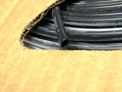 USED PARKER BLACK NYLON TUBING .138" ID 3/16" OD SHELFWARE LOT OF 240'
