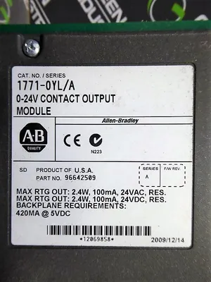 Allen Bradley 1771-OYL/A PLC-5 0-24V Contact Output Module No Block Used