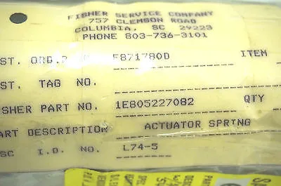 NEW FISHER 1E805227082 ACTUATOR SPRING